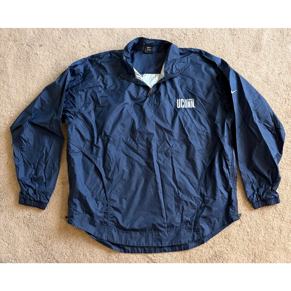 Vintage Nike UConn Huskies Jacket Mens Lined Navy Windbreaker Nike Team 90s L
